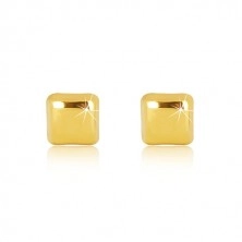 375 arany fülbevaló - egyszerű négyzet alakzat tükörfényes felülettel