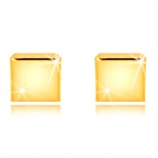 Fülbevaló 375 sárga aranyból - tükörfényes négyzet, bedugós fülbevaló