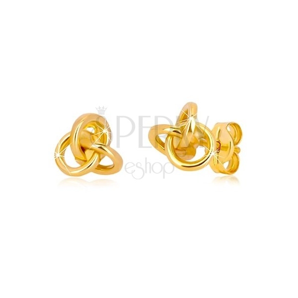 585 sárga arany fülbevaló - három összekapcsolt karika, stekker