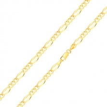 14K arany nyaklánc - Figaro minta, három ovális és egy hosszúkás láncszem, 450 mm