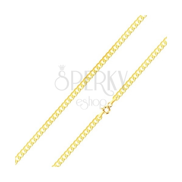 14K sárga arany nyaklánc - egymásba kapcsolódó lapos láncszemek, 500 mm
