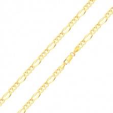 585 arany nyaklánc - Figaro minta, három ovális és egy hosszúkás láncszem, 550 mm