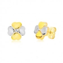 14K kombinált arany fülbevaló gyémánttal - szerencsét hozó szimbólum