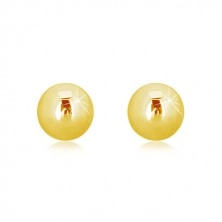 14K sárga arany fülbevaló - egyszerű fényes golyó, 2,5 mm