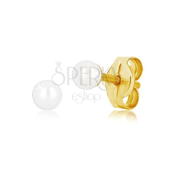 585 sárga arany fülbevaló - tenyésztett gyöngy fehér színben, stekkerek