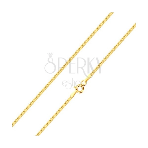 14K sárga arany nyaklánc, ferdén egymáshoz kapcsolt láncszemek, 500 mm