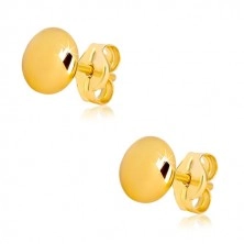 9K sárga arany fülbevaló - tükörfényes kerek alak, kiemelkedő felülettel