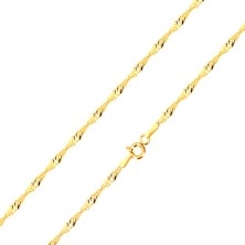 375 sárga arany nyaklánc - fényes ovális láncszemek, spirális alakban, 500 mm