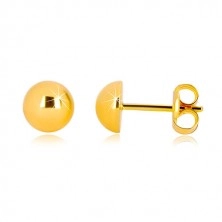 375 sárga arany fülbevaló - egyszerű félgömb fényes felülettel, 6 mm