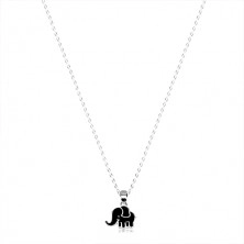 925 ezüst nyakék - fényes nyaklánc, elefánt fekete fénymázzal