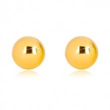 375 sárga arany fülbevaló, egyszerű félgömb, tükörfényes felület, 7 mm