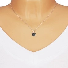 925 ezüst nyakék - fényes nyaklánc, kutya fekete fénymázzal