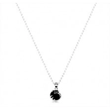 925 ezüst nyakék - fényes nyaklánc, macska fekete fénymázzal