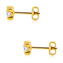 375 sárga arany fülbevaló - csillogó kerek cirkónia, 4 mm