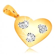 585 sárga arany medál - szimmetrikus szív alakzat, cirkóniák