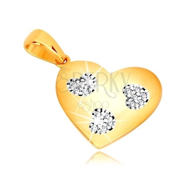 585 sárga arany medál - szimmetrikus szív alakzat, cirkóniák
