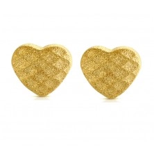 Acél fülbevaló arany színben - rácsos szimmetrikus szívecske, stekkeres