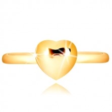 375 sárga arany gyűrű - keskeny szár, fényes szív