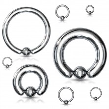 316L acél piercing - egyszerű kör golyóval, ezüst színű, 6 mm