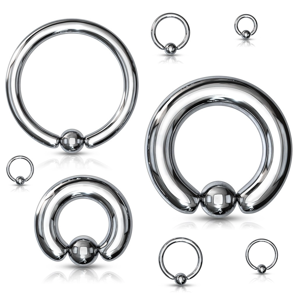 316L acél piercing - egyszerű kör golyóval, ezüst színű, 3 mm - Vastagság x átmérő x golyócska mérete: 3 mm x 16 mm x 6 mm