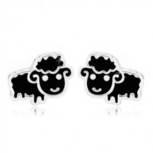 925 ezüst fülbevaló - fekete bárány fénymázas felülettel, stekkerek