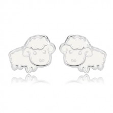 925 ezüst fülbevaló - fehér bárány fénymázas felülettel, stekkerek