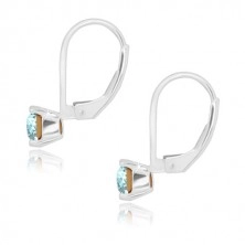 925 ezüst fülbevaló - halványkék színű csillogó cirkónia, patentos zárszerkezet