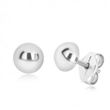 925 ezüst fülbevaló - egyszerű félgömb, fényes felület, 6 mm