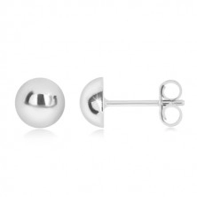 925 ezüst fülbevaló - egyszerű félgömb, fényes felület, 6 mm