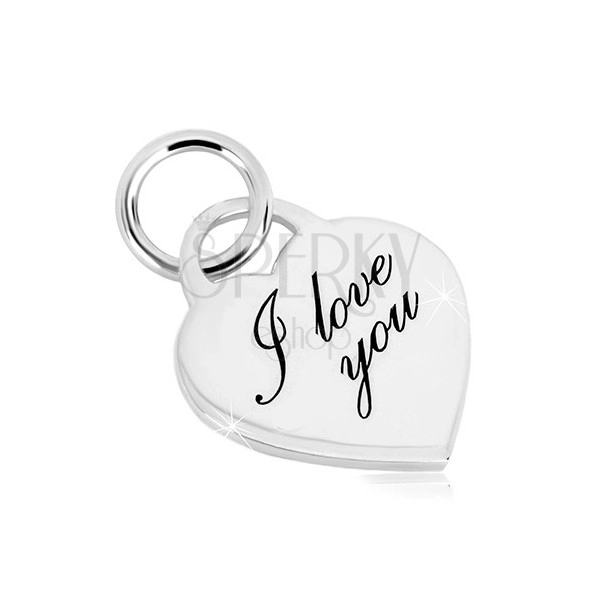 925 ezüst medál - szív alakú lakat, finoman gravírozott "I love you" felirat