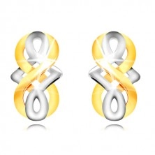 9K arany fülbevaló - végtelenség szimbólum, fehér arany kelta csomó, stekkeres fülbevaló