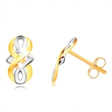 9K arany fülbevaló - végtelenség szimbólum, fehér arany kelta csomó, stekkeres fülbevaló