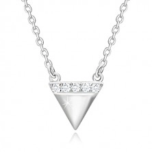 925 ezüst nyaklánc - fordított háromszög, csillogó cirkónia vonal
