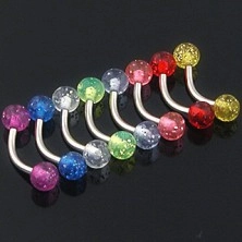 Szemöldök piercing - színes glitteres golyócskák