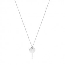 925 ezüst nyaklánc - csillogó lánc, fényes kör téglalappal