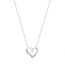 925 ezüst nyaklánc - szív alakba hajlított szalag, "Forever in my heart"