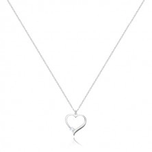 925 ezüst nyaklánc - szimmetrikus szív körvonala, csillogó átlátszó cirkónia