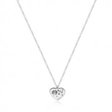925 ezüst nyaklánc - szimmetrikus szív, pitypang a szélben, "Mom" felirat