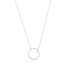 925 ezüst nyaklánc - csillogó lánc, fényes kör kontúr és pálca