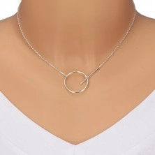 925 ezüst nyaklánc - csillogó lánc, fényes kör kontúr és pálca