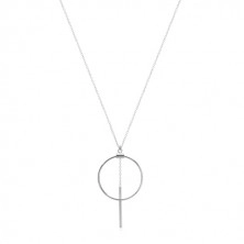 925 ezüst nyaklánc - ovális szemekből álló lánc, kör körvonala és pálca láncon