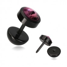 Hamis plug fekete színben - kúpos cirkónia lila színárnyalatban