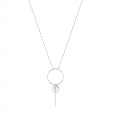925 ezüst nyaklánc - szögletes lánc, kör kontúr, kisebb kör és pálca