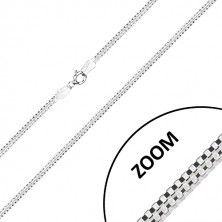 925 ezüst lánc - két összekapcsolt szögletes lánc, delfinkapocs, 2,7 mm