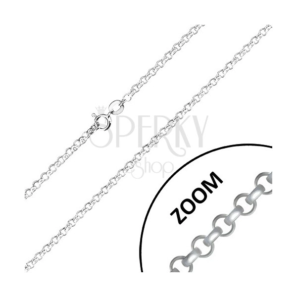 925 ezüst lánc - szélesebb kerek láncszemek, fényes felület, 2,6 mm