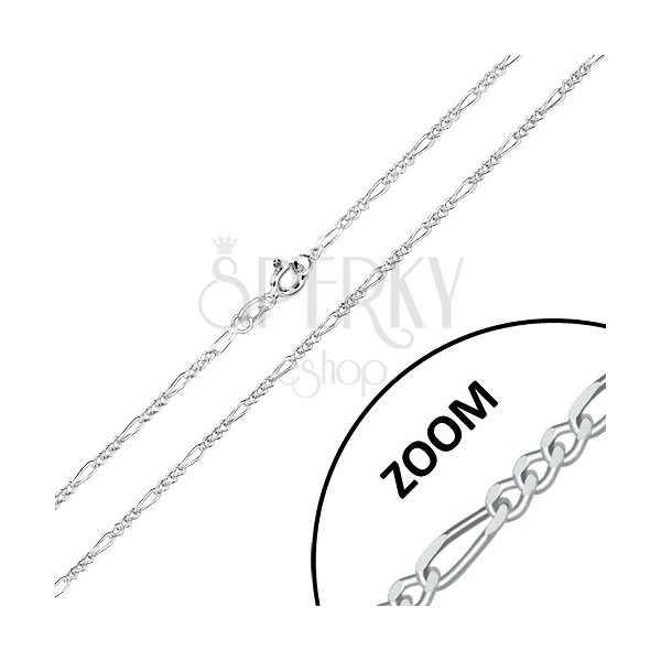 925 ezüst lánc - Figaro minta, lemetszett csillogó szélek, 1,6 mm