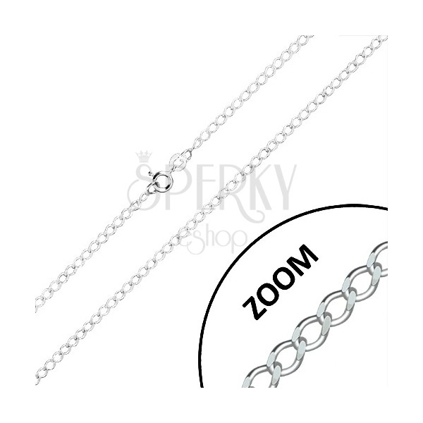 925 ezüst lánc - ovális láncszemek sorban összekötve, lemetszett szélek, 2,7 mm