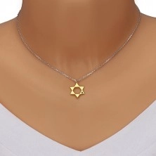 925 ezüst nyaklánc - Dávid csillag arany színben, fekete gyémánt