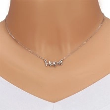925 ezüst nyaklánc - csillogó lánc, "Hope" felirat gyémánt csíkkal