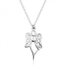 925 ezüst nyaklánc -  faragott angyal, szív átlátszó gyémánttal